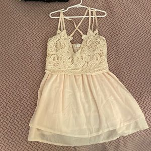 Cream Crochet summer layered tank top